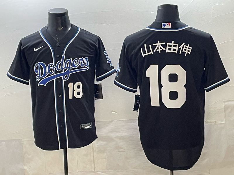 Men 2025 Los Angeles Dodgers #18 Yamamoto Black Game Nike MLB Jersey 03